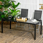 Table de jardin rectangulaire pour 8 personnes avec plateau en verre trempé et cadre en aluminium noir