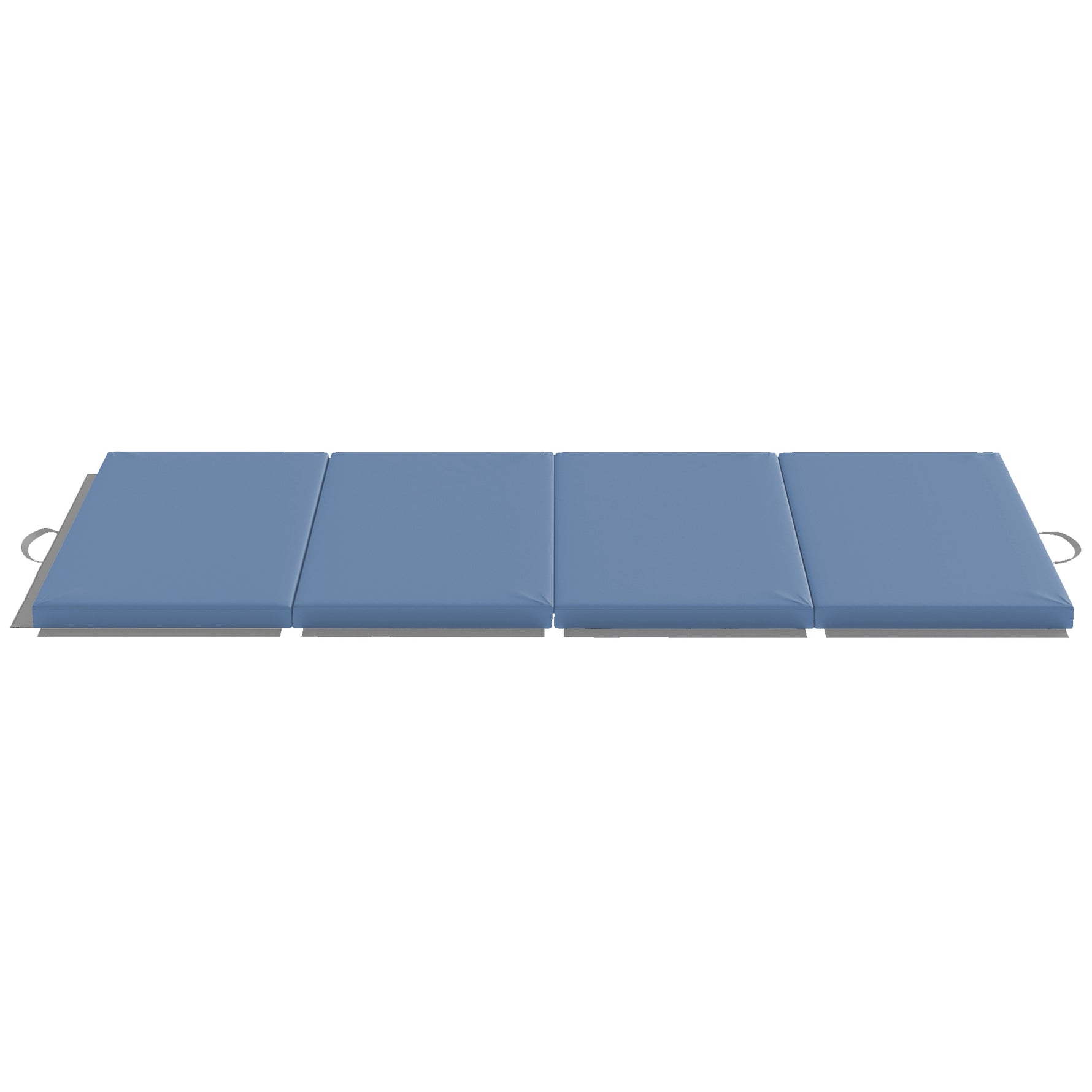 Tapis de gymnastique yoga pilates fitness pliable en 4 avec poignées revêtement synthétique 180 x 80 x 5 cm bleu clair