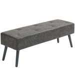 Banc bout de lit banquette capitonnée style vintage 114 x 38 x 42 cm piètement bois revêtement gris