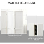 Paravent en bois séparateur de pièce closion intérieur pliable 3 panneaux en bois 120 x 170 cm blanc