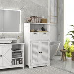 Meuble de salle de bain armoire 2 portes étagère réglable 2 tiroirs niche 61 x 30,5 x 109,5 cm blanc
