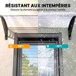 Auvent de porte d'entrée toit marquise en polycarbonate protection contre pluie neige UV 90 x 122 cm, transparente