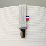 attache sucette coton bio vert blanc orange papate