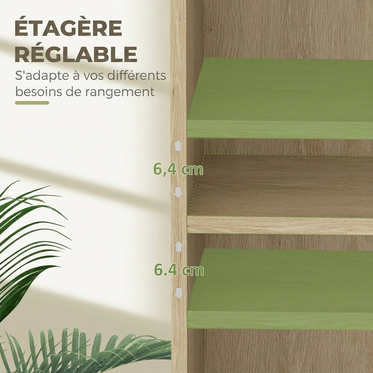 Bibliothèque étagère de rangement avec 3 compartiments et étagère réglable, 60 x 24 x 93 cm, bois naturel