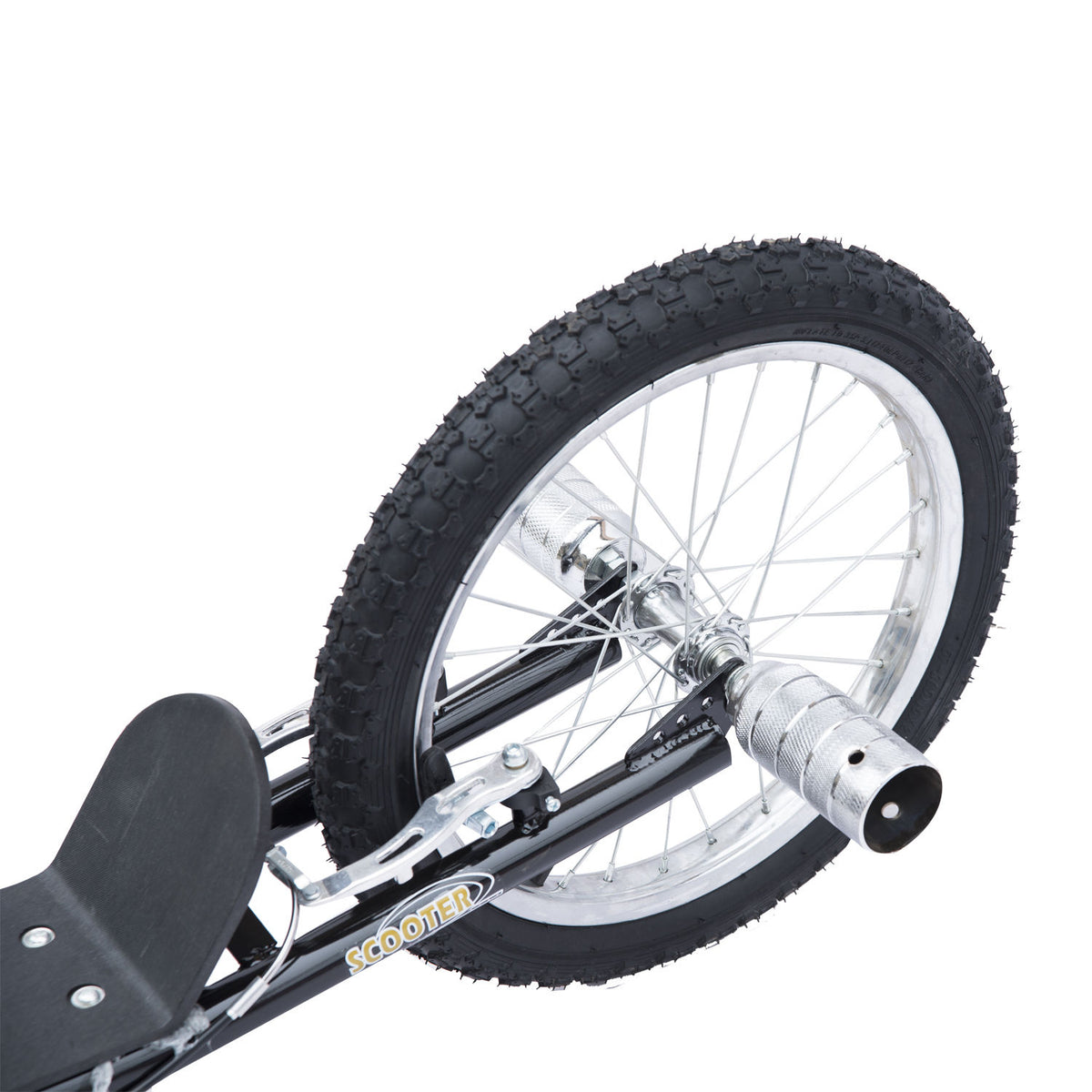 Trottinette patinette Grandes Roues pneumatiques Ø 41 cm Hauteur Guidon réglable béquille pegs Inclus Acier Noir