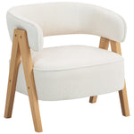 Sillón de salón de tela de borreguito, silla acolchada, asiento amplio, respaldo ergonómico, 70 x 64 x 71 cm, blanco