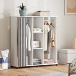 Armoire penderie Meuble de Rangement Mobile 6 roulettes 120L x 40l x 128H cm en bois blanc