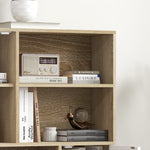 Bibliothèque scandinave 4 niches + 2 placards avec étagère dim. 80L x 24l x 123H cm Pieds effilés inclinés Bois Massif Chêne