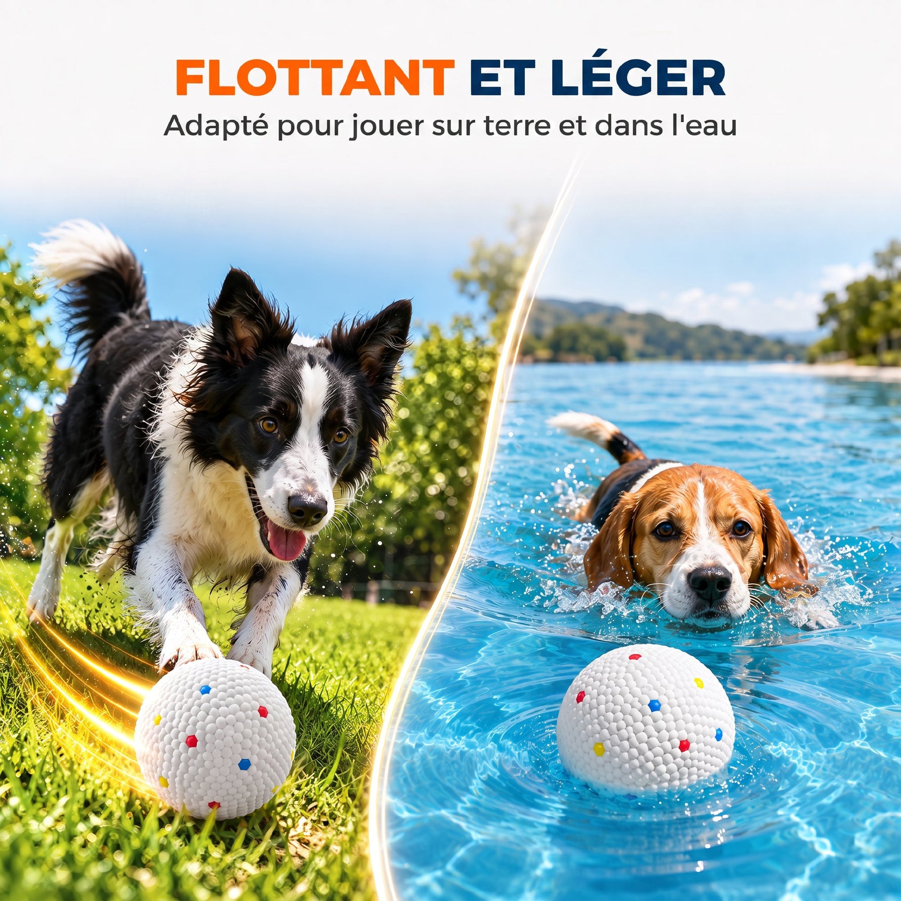 Lot de 6 Balles pour Chien en ETPU Compatibles avec Lanceur Automatique Flottantes et Rebondissantes Ø 58 mm Blanc