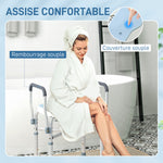 Chaise de douche avec accoudoirs siège de douche en forme U hauteur réglable anti-dérapant 53 x 36 x 64-75 cm bleu clair
