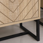 Buffet salon meuble de rangement armoire de cuisine avec placard portes et étagère réglable, motif Chevron, pied métal, style moderne buffet salle à manger et salon, 108 x 40 x 80 cm, chêne-8