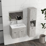 Ensemble de Meubles de Salle de Bain 4 Pièces, Mural, avec Miroir, Meuble sous Vasque, Lavabo et Armoire Haute, gris