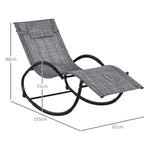 Chaise longue à bascule avec tétière utilisation extérieure intérieure gris chiné