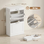 Meuble chaussure 8 paires, armoire à chaussures étroit avec tiroir et 2 portes abattants et étagère réglable, blanc