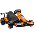 Kart Électrique pour Enfants 12 V, Go Kart, 2 Moteurs, Siège Réglable, Batterie au Lithium, Démarrage Progressif, Orange
