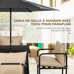 Salon de jardin ensemble table et chaises 5 pièces 1 table à manger carrée et 4 chaises 4 coussins