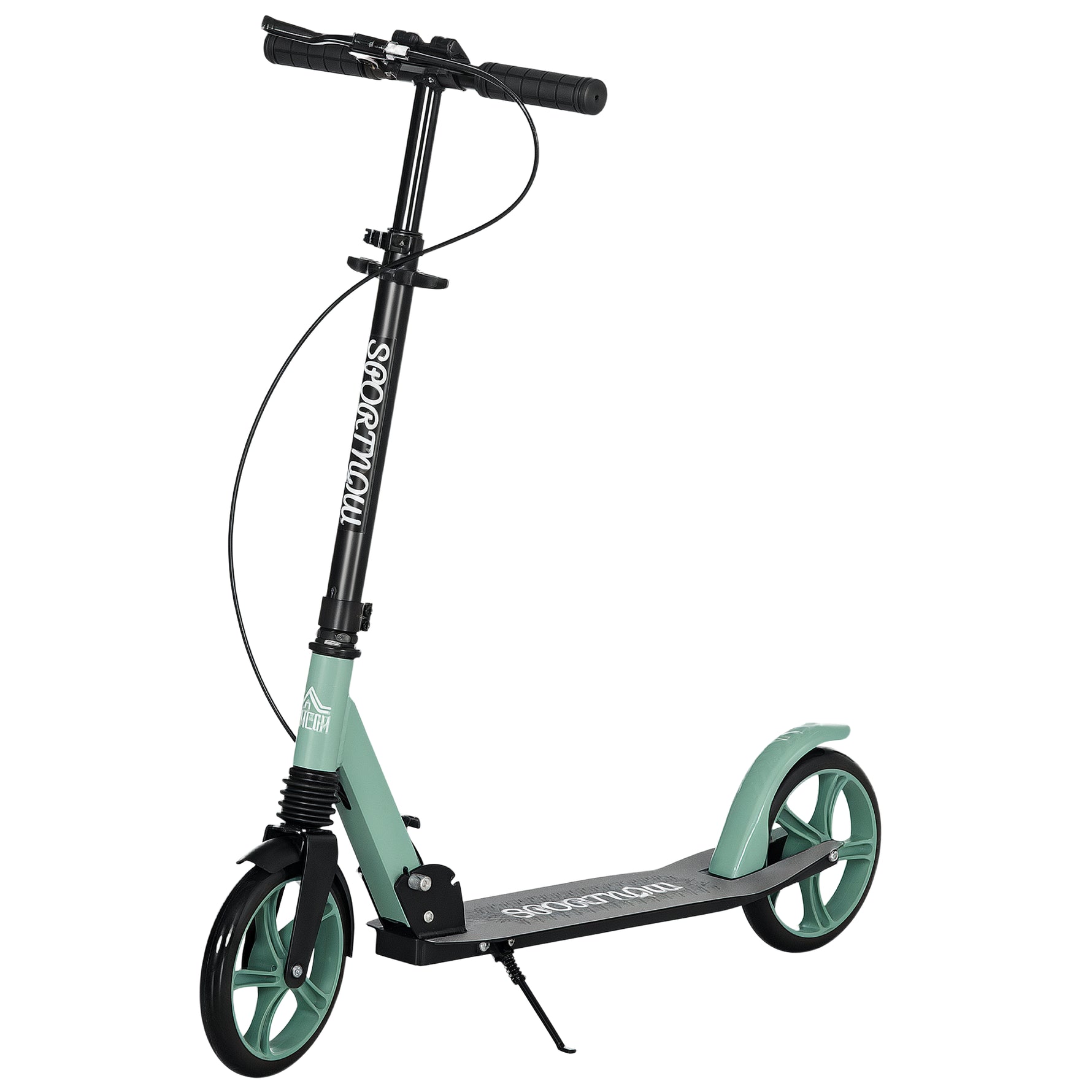 Trottinette pliable pour adultes +14 ans avec guidon réglable grandes roues de 20 cm amortisseur vert