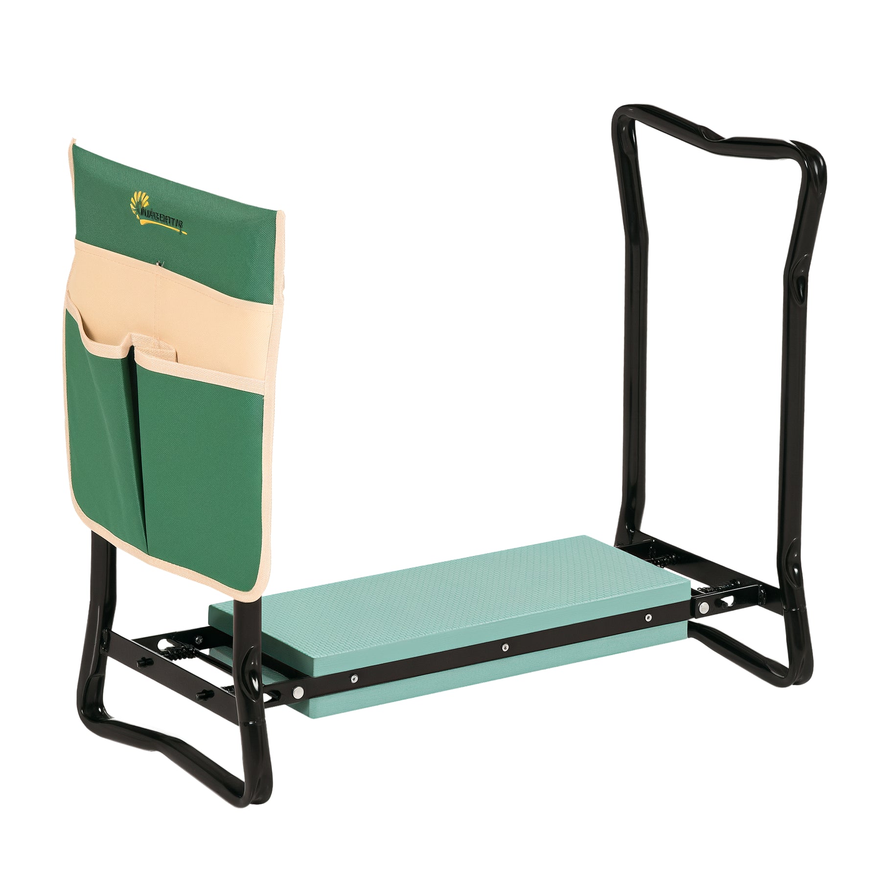 Tabouret de Jardin Pliable agenouilloir de Jardin siège Jardinage avec Coussin Pochette Rangement Outils Vert