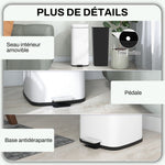 Poubelle de cuisine 30L avec couvercle à fermeture douce et pédale, seau intérieur amovible, 28L x 35l x 63,5H cm, blanc