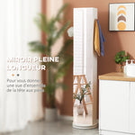 Meuble colonne de salle de bain pivotant avec miroir 6 étagères 36 x 36 x 171 cm blanc