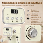 Machine à Expresso avec Buse Vapeur à Mousse de Lait, Cafetière 20Bars, Réservoir d'Eau Amovible 1,2 L, Crème