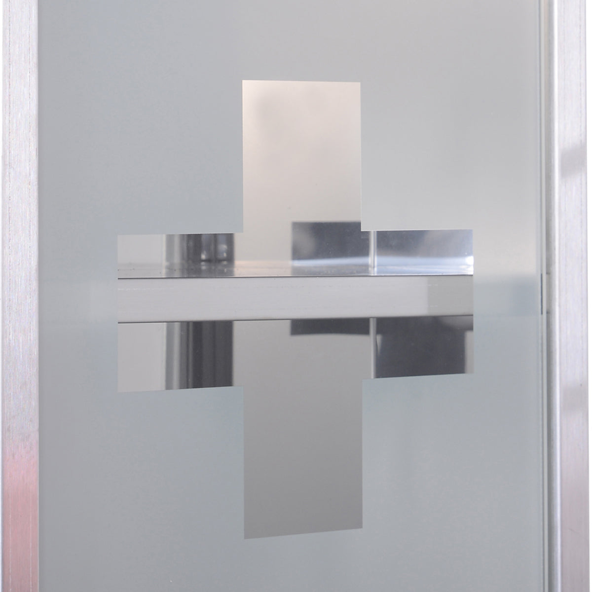 Armoire à Pharmacie 2 étagères 3 Niveaux verrouillable Porte Verre trempé dépoli Logo Croix 25L x 12l x 48H cm Acier INOX