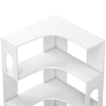 Bibliothèque d'angle, étagère de rangement à 6 niveaux avec panneaux latéraux arqués, 60 x 60 x 165,5 cm, blanc