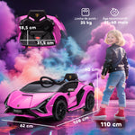 Voiture électrique Enfants de Sport Véhicule électrique Lamborghini Sian 12 V - V. Max. 5 Km/h avec Télécommande 2,4G Effets sonores + Lumineux Rose