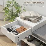 Mueble zapatero y banco con 1 cajón y 3 compartimentos, capacidad 5 pares, MDF, 76,5L x 30P x 52A cm