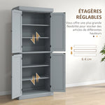 Armoire de cuisine buffet cuisine style moderne avec placards, étagères réglables, 76 x 40,5 x 184 cm, gris