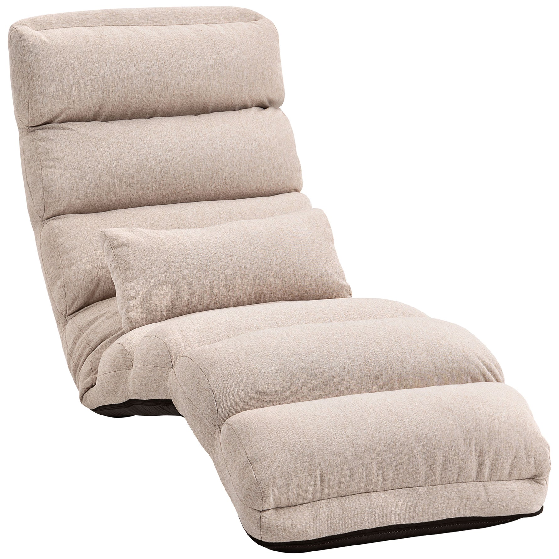Chauffeuse 1 place fauteuil convertible avec dossier et appui-tête réglables sur 5 positions, 58x119x78cm, beige