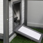 Poulailler cottage multi-équipement perchoir rampe pondoir enclos tiroir à déjection 196L x 76l x 97H cm bois massif pin gris blanc