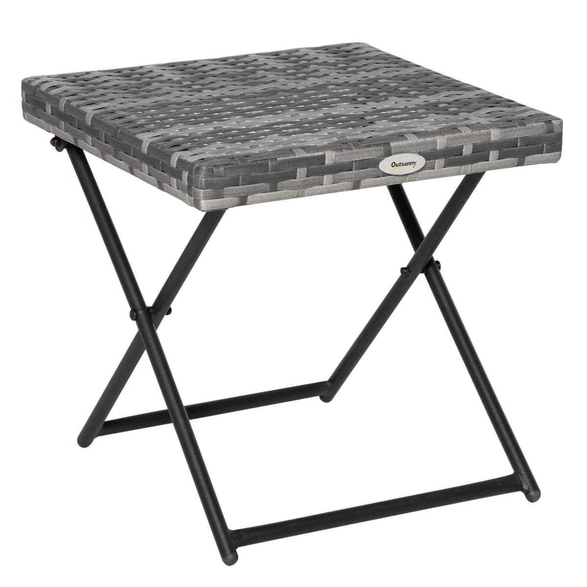 Table basse pliable de jardin style cosy chic dim. 40L x 40l x 40H cm métal époxy résine tressée imitation rotin gris