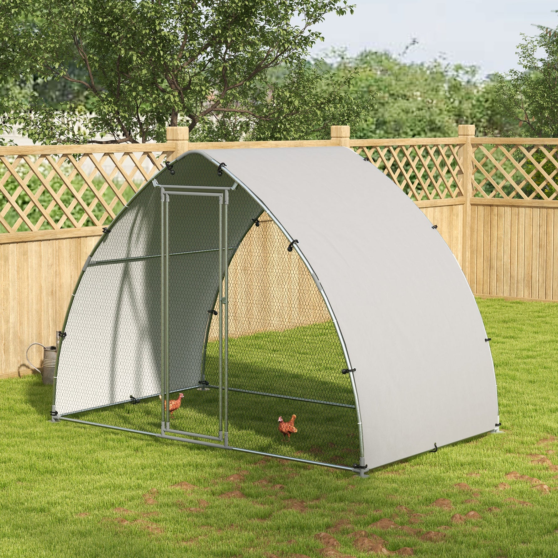 Grand enclos poulailler chenil volière extérieure 5,75m² toit anti-UV toit anti-UV, acier galvanisé, porte verouillable