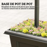 Lampadaire solaire extérieur avec jardinière, lampadaire sur pied étanche, hauteur 160cm, pour jardin, cour, allée, noir