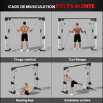 Appareil de musculation double poulie vis à vis crossover, charge libre avec haltère 2 x 50kg dim. 245L x 85l x 207H cm
