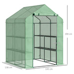 Serre de Jardin avec Étagères 3 Niveaux, Petite Serre de Balcon en Bâche PE 140 g/㎡ Renforcée 143 x 138 x 190 cm, Vert