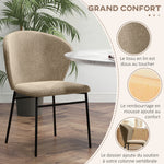 Set di 2 sedie da pranzo con seduta imbottita in tessuto effetto lino, gambe in acciaio stabili, design moderno, marrone chiaro