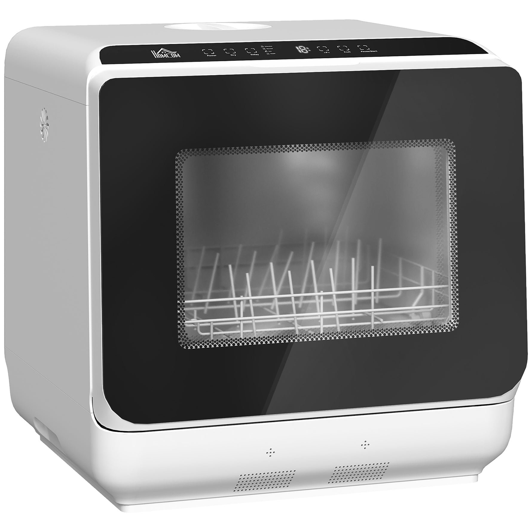 Mini lave-vaisselle compact 4 couverts, lave-vaisselle de table, 6 programmes, commandes tactiles, réservoir 6 L, blanc
