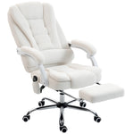 Fauteuil de bureau direction massant chauffant hauteur réglable dossier inclinable toile de lin blanc