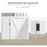 Paravent intérieur 4 Panneaux Style campagnard Chic - séparateur de pièce avec croisillons - Bois de Paulownia Blanc