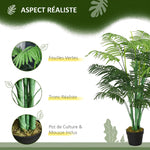 Palmier Artificiel 125 cm avec 18 Grandes Feuilles, Base en Ciment et Mousse de Lichen en PE, pour Salon Chambre, Vert