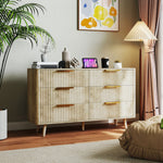 Commode 6 tiroirs scandinave avec poignées et pieds de pin, pour chambre à coucher, salon, couloir, 120x40x76cm, chêne