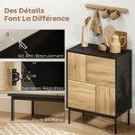 Buffet salon meuble de rangement armoire de cuisine portes à pousser et 4 placards style moderne 60 x 35 x 78 cm, noir