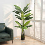 Plante Artificielle Bananier 180 cm, 18 Feuilles Réalistes, Pot, Entretien Facile, pour Maison Bureau, Vert