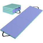 Tapis de gymnastique pliable portable, tapis de sport épais en 4 parties avec poignées, 180 x 60 x 5 cm, vert et violet