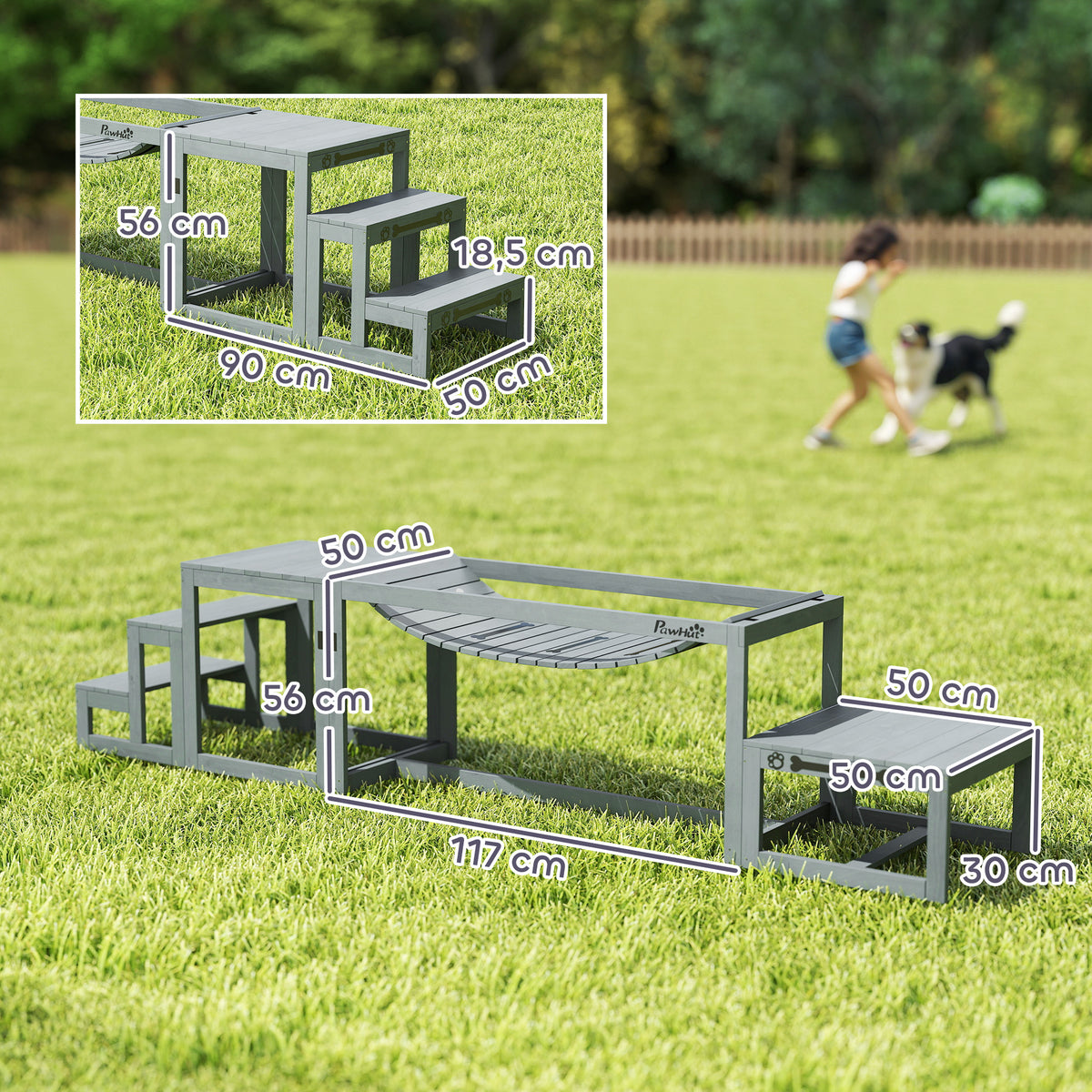 Dog agility training equipment 3-piece solid wood dog agility kit gray
