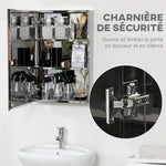 Armoire miroir de salle de bain en acier inoxydable armoire murale de toilette 39 x 12 x 60 cm