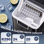 Macchina per il ghiaccio, 20 kg in 24h, 24 cubetti in 14-18 min, ice maker con funzione autopulente, 25,2x36x37,1cm, nero