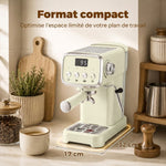 Machine à Expresso avec Buse Vapeur à Mousse de Lait, Cafetière 20Bars, Réservoir d'Eau Amovible 1,2 L, Crème
